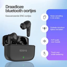 Draadloze Sport Oortjes - Oortjes Draadloos - Oordopjes Draadloos - Bluetooth In-Ear Oordopjes met Krachtige Bass - Wireless Earbuds - Waterdicht - USB-C - Zwart — thumbnail 2