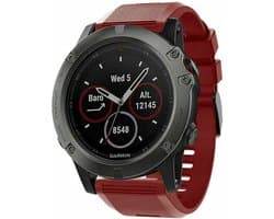 Strap-it siliconen bandje geschikt voor Garmin Fenix 5x (Plus) / Fenix 6x (Pro) / Fenix 7x (Pro - Sapphire - Solar) / Garmin Fenix 8 - 51mm / Enduro 1-2-3 - Quickfit 26mm band voor Garmin smartwatches - Horlogeband- rood