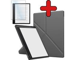 Hoes Geschikt voor Kobo Elipsa 2E - Met Screenprotector - Luxe E-reader Trifold Case - Bescherm Hoesje Book Cover - Grijs