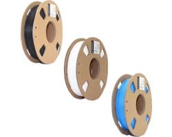 Gembird PLA Filament - 1.75mm - 200 gram- Voordeelset - Zwart, Wit, Blauw - 3D printer filament