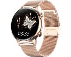 Bizoule Smartwatch Divina - Smartwatch Dames Rosé-Goud - 40mm - 1,1 AMOLED Touchscreen - Horloge met Belfunctie - Bloeddrukmeter - Stappenteller - Android en iOS