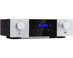 Auna AMP-4000 DAB HiFi-stereoversterker, DAB+-radio, Stereoversterker, USB, Afstandsbediening, Versterker met LED-display, HiFi-versterker, zwart-wit