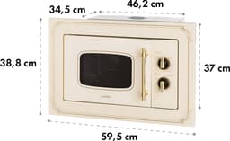 Klarstein Magnetron Victoria 20 inbouw retro, 20 L, 800 W Mikrowellen /1000 W grillvermogen, 3 Kombi functies, rvs, . Einbaurahmen, elfenbein - voor Keuken - Zwart - Microwave - Combimagnetron - Microgolfoven — thumbnail 5