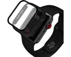 Apple Watch 44MM Hoesje - Hard Plastic Bumper met Tempered Glass - Zwart