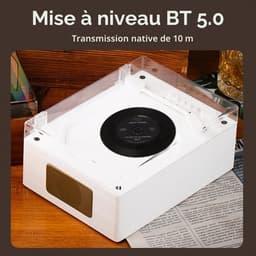 Draagbare cd-speler met Bluetooth en luidsprekers, compacte retro dvd-speler met afstandsbediening, ondersteunt USB/AUX/Type-C, oplaadbare muziekspeler, 3,5 mm AUX desktop cd-speler (wit). — thumbnail 2