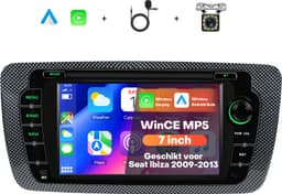 Boscer Autoradio met 7 Inch Scherm - Geschikt voor Seat Ibiza 6J 2009-2013 - Past in de Originele Dashuitsparing - Draadloos Apple CarPlay & Android Auto - Bluetooth Handsfree Bellen - FM Radio (RDS) - Achteruitrijcamera & Microfoon — thumbnail 1