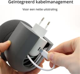 Houder voor Google Home speaker - Wandhouder voor stopcontact - Met kabelbeheer - Wit — thumbnail 3