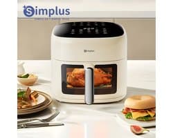 Mura Airfryer - Frituurpan - Friteuse - Heteluchtfriteuse - Kookvenster - 6,5L Inhoud - LCD-Touchscreen - 10 Programma's - Beige