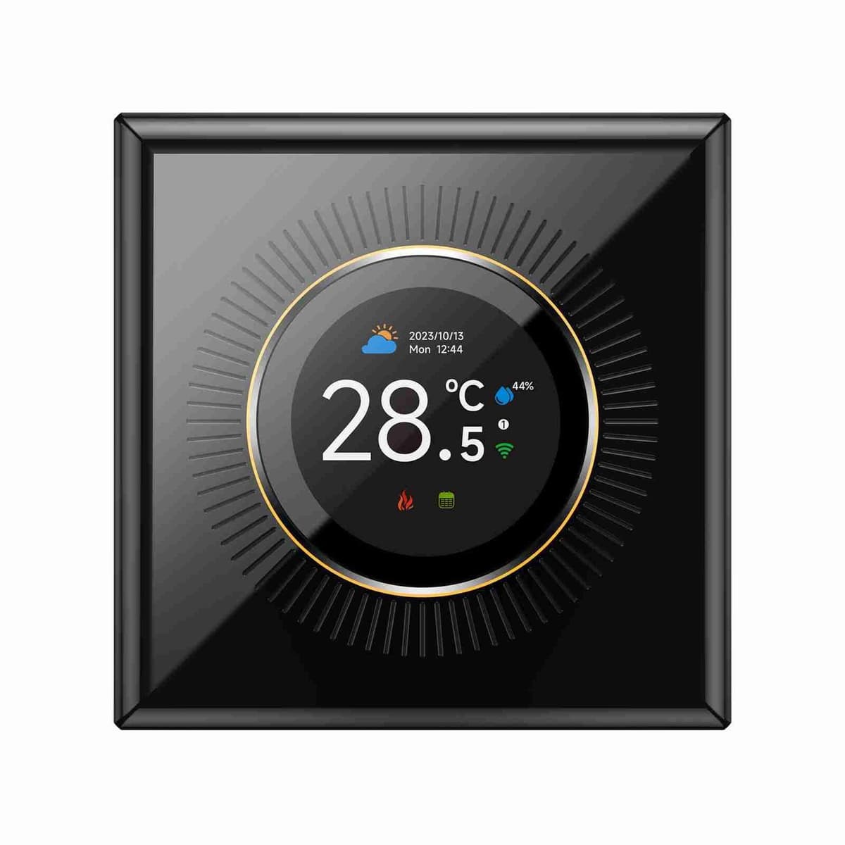 Intelligente thermostaat, wifi-temperatuurregelaar met 1,35 inch display voor thuis, 7 sfeerverlichting, compatibel met water/vloerverwarming/gasboiler — afbeelding 1