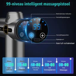 Mini-spiermassagegeweer, ultrastil massagegeweer, 99 snelheden, 8 koppen, LCD-scherm, draagbare elektrische stimulators om spierpijn te verlichten — thumbnail 2