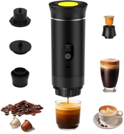 Draagbare Koffiemachine - 2026 model - Draagbare Elektrische Espressomachine - Zwart - Koffiezet apparaat voor Onderweg - Capsules & Gemalen Koffie - Portable Espresso Machine - Cadeauset - koffiemaatje - Reis & Camping Koffiezetapparaat — thumbnail 2