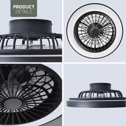 Varin® Smart Ventilator met verlichting - Zwart - Tuya Wifi - LED RGBW - Ø 50cm - Super stil - Afstandsbediening smart lamp - Plafondlamp slaapkamer - Plafonniere woonkamer - Plafondlampen - Plafond lamp - Verlichting kinderkamer - Ventilator — thumbnail 4