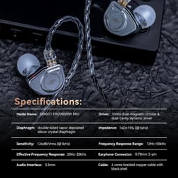 Simgot EW200 - In-Ear Monitors - IEM - Muziek & Gaming Oortjes - Metalen Behuizing - Oordoppen - Verwisselbare Kabel - Ergonomisch Design - Hybride Drivers - Zilver — thumbnail 2