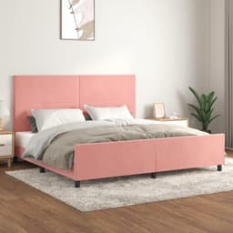 Bedframe met hoofdeinde, roze, 200 x 200 cm, fluwelen familiebed, hotelbed, bedframe voor slaapkamer, hotel, logeerkamer — thumbnail 1