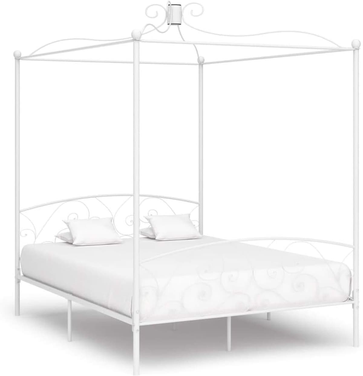 Bedframe, familiebed, palletbed, hemelbed, wit metaal, 160 x 200 cm — afbeelding 1