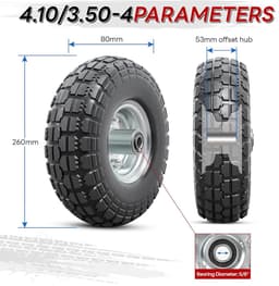 SnelShoppen - 10" Vaste Banden, Platvrije 4.10/3.5-4" Wielen met 5/8" Asboorgat en Dubbel Sealed Lagers voor Handkar, Tuinwiel, Grasmaaier (Zilver, 2 — thumbnail 3