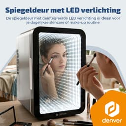 Denver Mini Koelkast - Koelen en Verwarmen - Skincare fridge - Spiegel met LED effect front - MFR604B - Zwart — thumbnail 4