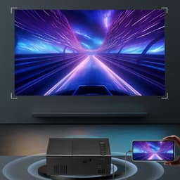 Compacte Projector, Automatische Verticale Keystone Draagbare LED-filmprojector, 1080P HD 4K Draadloze Projector met Stereoluidspreker, Afstandsbediening voor Thuisfilm (EU-stekker) — thumbnail 5