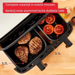 Heteluchtfriteuse met grill - Combi-airfryer - Maaltijden bereiden - Dubbele lades - 8.3 liter - Zwart — thumbnail 3