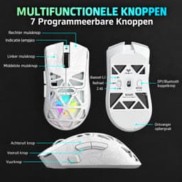 AULA SC620 - Gaming Muis – 12.000 DPI – 67 Gram – PAW3311 Sensor – Tri-Mode – RGB – Wit — thumbnail 2
