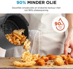 Airfryer – 4 Liter – 1500 W – LED-Touchscreen – 8 Kookprogramma’s – 35 tot 200 °C – Vaatwasserbestendig – Schudherinnering – Zwart — thumbnail 3