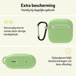 Hoesje Geschikt voor Apple AirPods 5 - Siliconen Hoes met Clip - Silicone Case Cover - Groen — thumbnail 5
