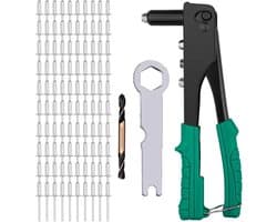 Versatile rivet gun with one hand - Coated with rubber,Comes with Drill,Rivets and Key for Optimal Comfort and - ShopVlot