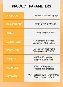 Laptop 3 schermen – 16 inch – i7-1260P – 32GB – 1TB – Win 11 — thumbnail 4
