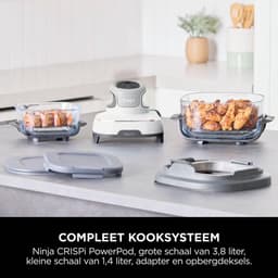 Ninja CRISPi 4-in-1 compact glazen kooksysteem - Airfryer, Roast, Recrisp, Keep Warm - Inclusief twee glazen schalen van 3.8L en 1.4L en bijpassende deksels - 2 Crisper-Plates - Silver — thumbnail 3
