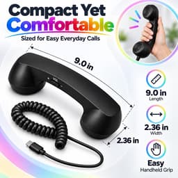 Retro Telefoonhoorn - Geschikt voor Smartphones met USB-C - Bedrade Vintage Handset - Plug & Play - Met Microfoon & Luidspreker - Voor Bellen, Videobellen & Thuiswerk - Geel — thumbnail 2