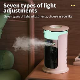 Mobiele airco Luchtkoeler - Luchtkoelerventilator - Verdampingskoeler-aircooler-luchtkoeler- Stille werking oscillatie - 3 snelheidsstanden - Watertank van 880 ml - Koelventilator voor slaapkamers, kantoren en woningen - 15,3 x 20,5 cm - Geel — thumbnail 3