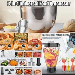 Keukenmixer - Keukenmachine - Bakken en koken - Krachtige 1500W motor - 8L kom - Zwart — thumbnail 5