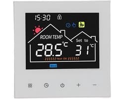 Slimme Thermostaat - Programmeerbare Thermostaat WiFi Thermostaat - Verwarming Regelen - Touchscreen LCD Display - 86 x 86 mm - Wit