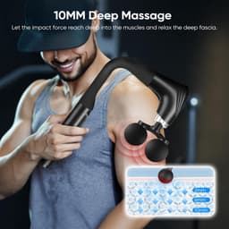 Dubbele Massage Gun - Spierontspanningspistool - Spierherstel na sport - Verlengde U-handgreep - 12 snelheden - Zwart — thumbnail 2