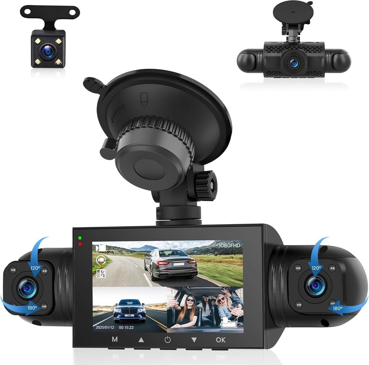 Dashcam - 4-Kanaals - 360 Graden Opname - Hoge Resolutie - Voor Auto's — afbeelding 1