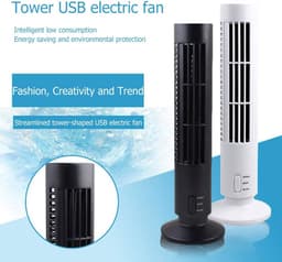 Bladloze Torenventilator - Draagbare USB Desktop Ventilator - 2 Snelheden - Oscillerende Luchtkoeler - Mini Ventilator voor Thuis en Kantoor - Wit — thumbnail 3
