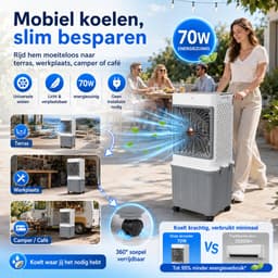 MUPOO Mobiele Aircooler 32L Watertank- Airco Zonder Afvoerslang - 4-in-1 Luchtkoeler met Water - Koelen, Ventileren,Koelventilator- Aircooler met 4 Koelelementen - Afstandsbediening - Stil 50 dB -voor Woonkamer, Slaapkamer, Kantoor en Garage — thumbnail 4