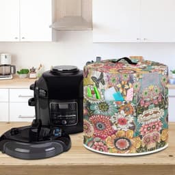 Drukpan Afdekhoes - Keukenapparaat Cover - Keuken Organiseren - Met Opbergvak - L 38cm x 36cm - Bloemenprint Roze — thumbnail 2