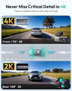 Dashcam voor auto - Zwart - G980H zonder SD-kaart - 4K Dubbele Camera met GPS en Nachtzicht - Voor Veilig Rijden — thumbnail 2