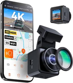 Dashcam voor auto - Zwart - Compact 4K 158° Lens - Met Nachtzicht en Spraakbesturing - Met Parkeermonitoring en GPS — thumbnail 1