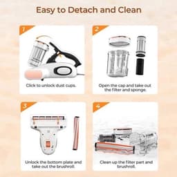 Dual-Cup Smart - Anti-Mite Cleaner Bedstofzuiger - 500W - 13KPa Zuigkracht - Ultrasone Tech - Huisstofmijt Sensor - UV-licht - 99,99% Mijtenverwijdering - Wit — thumbnail 5