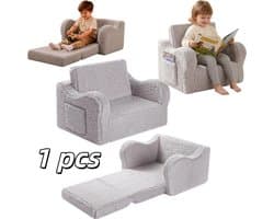 1 stuk - 2-in-1 opklapbare schuimrubberen kinderbank - Zachte lamswollen bekleding - Speelzitje voor ontspanning - Speelzitje voor baby's/peuters - 40*60*43 cm - Geschikt om thuis te rusten en te spelen - grijs