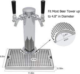 Bier Lekbak - Lekbak Bierkraan - Bar Schoonhouden - Roestvrijstaal Antislip - 33 x 25 x 4 cm - Zilver — thumbnail 5