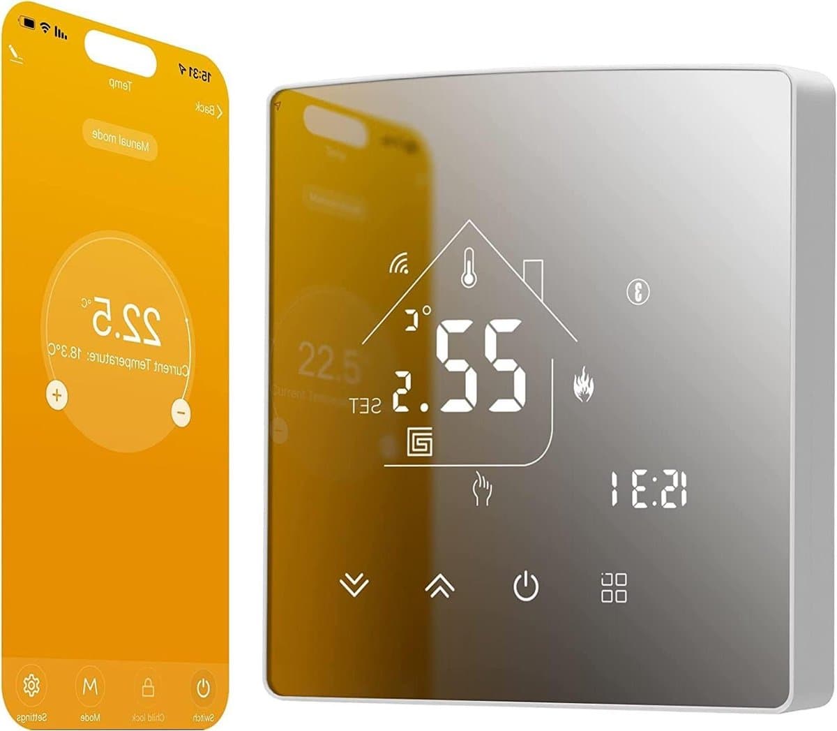 Slimme Thermostaat - Verwarming Regelaar - Energie Besparen - App & Spraakbesturing - 16A - Zwart — afbeelding 1