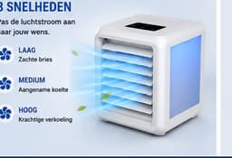 QUIGG Mini Air Cooler met LED Verlichting – Draagbare Luchtkoeler – Dubbele Watertank 700 ml – 3 Snelheden – USB Aangedreven – Zwart — thumbnail 2