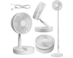 Opvouwbare draagbare miniventilator - Verstelbaar ontwerp - Draadloos en veelzijdig - Opvouwbare staande bureauventilator - Wit — afbeelding 1