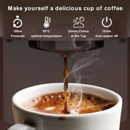 Espresso Koffiezetter - 4-in-1 Machine - Luxe Koffie Maken - 19 Bar Druk - 0.79 Liter - Bruin — thumbnail 2
