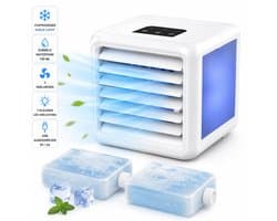 QUIGG Mini Air Cooler met LED Verlichting – Draagbare Luchtkoeler – Dubbele Watertank 700 ml – 3 Snelheden – USB Aangedreven – Wit — afbeelding 1