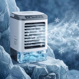 Draagbare airconditioner 2026 – Mini-luchtkoeler en luchtbevochtiger met 4 snelheden, ijsblokjesbakje, 900 ml tank, 2 nevelstanden en LED-verlichting – Mobiele ventilator voor kantoor en kamperen — thumbnail 1