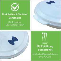 Magnetronbord met Vakken - Magnetron Servies - Maaltijden Opwarmen - 3-Vaks Verdeling - Ø 21 cm - Grijs — thumbnail 5